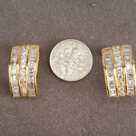 Vintage Nolan Miller Glamour Collection‎ Half Hoop Pierced Earrings - Picture 3 of 6